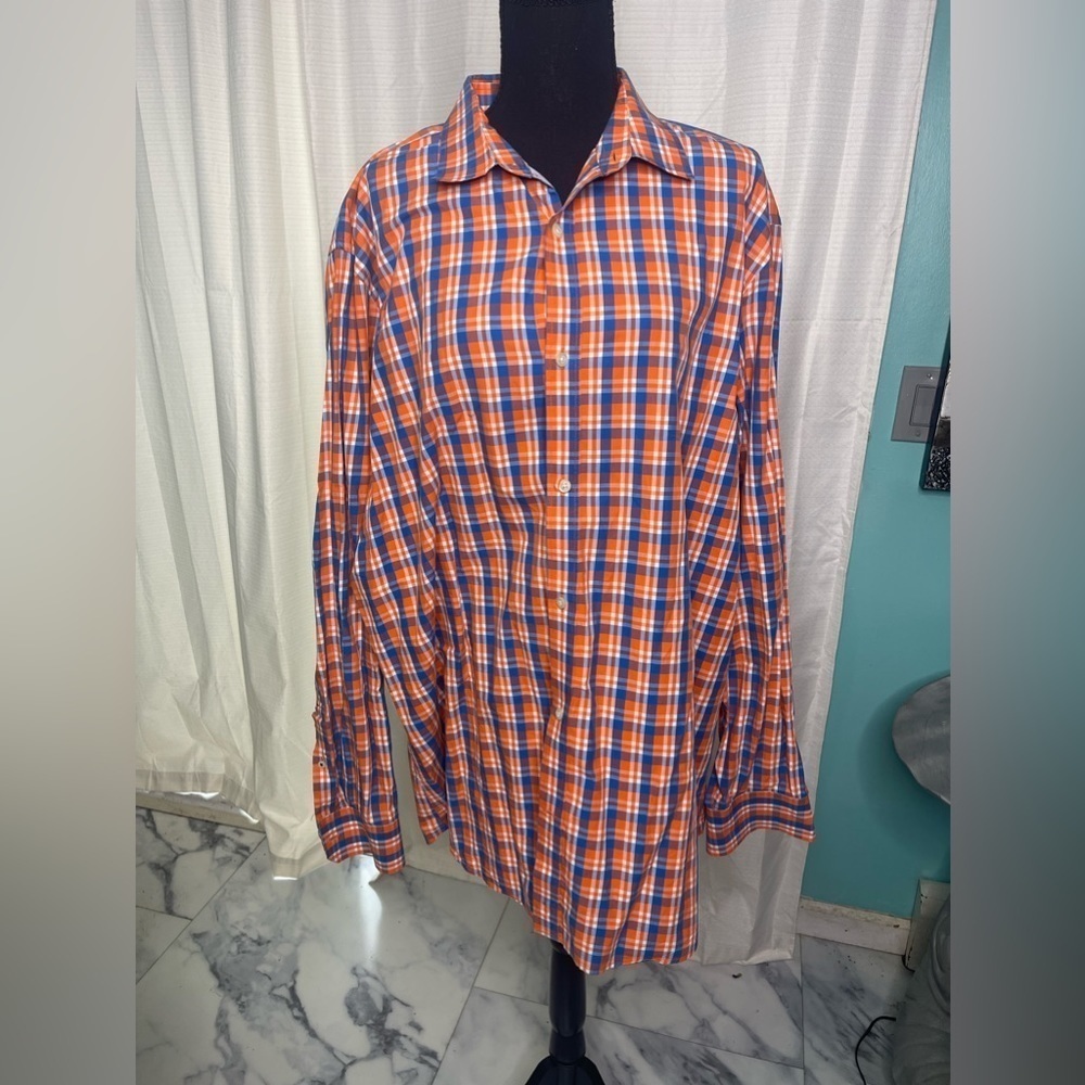 Banana Republic Orange and Blue Casual Button Down Shirt